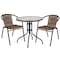 Flash Furniture Round Table Set, Aluminum, Glass, Metal, Plastic, Rattan, Clear TLH-087RD-037BN2-GG - alternate 2