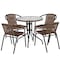 Flash Furniture Round Table Set, Aluminum, Glass, Metal, Plastic, Rattan, Clear TLH-087RD-037BN4-GG - alternate 2