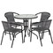 Flash Furniture Round Table Set, Aluminum, Glass, Metal, Plastic, Rattan, Clear TLH-087RD-037GY4-GG - alternate 2