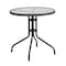 Flash Furniture Round Glass Table, Gray Rattan Edging, Round, 28", Aluminum, Glass, Metal, Plastic, Rattan, Steel TLH-087-GY-GG - alternate 2