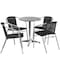 Flash Furniture Round Table Set, Aluminum, Plastic, Rattan, Stainless Steel, Grey TLH-ALUM-24RD-020BKCHR4-GG - alternate 3