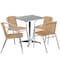 Flash Furniture Square Table Set, Aluminum, Plastic, Rattan, Stainless Steel, Grey TLH-ALUM-24SQ-020BGECHR4-GG - alternate 4