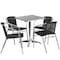 Flash Furniture Square Table Set, Aluminum, Plastic, Rattan, Stainless Steel, Grey TLH-ALUM-24SQ-020BKCHR4-GG - alternate 2