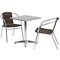 Flash Furniture Square Table Set, 23.5 W, 23.5 L, 27.5 H, Aluminum, Plastic, Rattan, Stainless Steel, Grey TLH-ALUM-24SQ-020CHR2-GG - alternate 3