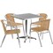 Flash Furniture Square Table Set, Aluminum, Plastic, Rattan, Stainless Steel, Grey TLH-ALUM-28SQ-020BGECHR4-GG - alternate 4