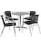 Flash Furniture Round Table Set, 31.5 W, 31.5 L, 27.5 H, Aluminum, Plastic, Rattan, Stainless Steel, Grey TLH-ALUM-32RD-020BKCHR4-GG - alternate 2