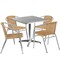 Flash Furniture Square Table Set, Aluminum, Plastic, Rattan, Stainless Steel, Grey TLH-ALUM-32SQ-020BGECHR4-GG - alternate 2