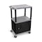 Luxor AV Cart - 42"H - Three Shelves with Cabinet, Drawer and Electric WT42GYC2E-B - alternate 2