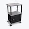 Luxor AV Cart - 42"H - Three Shelves with Cabinet, Drawer and Electric WT42GYC2E-B - alternate 1