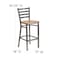 Flash Furniture Barstool, Ladder Back, Clr w/Natural Seat XU-DG697BLAD-CLR-BAR-NATW-GG - alternate 9
