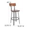 Flash Furniture Flint Walnut/Gray Metal Barstool XU-DG-60582B-GG - alternate 6