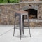 Flash Furniture Lincoln 30" High Backless Silver Antique Finish with Clear Coat Metal Barstool with Square Wood Seat XU-DG-TP0004-30-WD-GG - alternate 1