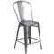 Flash Furniture Lincoln 24'' High Silver Antique Finish with Clear Coat Indoor Counter Height Stool with Back XU-DG-TP001B-24-GG - alternate 2