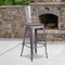 Flash Furniture Lincoln 30" High Silver Antique Finish with Clear Coat Barstool with Back and Wood Seat XU-DG-TP001B-30-WD-GG - alternate 1