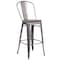 Flash Furniture Lincoln 30" High Silver Antique Finish with Clear Coat Barstool with Back and Wood Seat XU-DG-TP001B-30-WD-GG - alternate 2