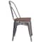 Flash Furniture Lincoln Silver Antique Finish with Clear Coat Metal Stackable Chair with Wood Seat XU-DG-TP001-WD-GG - alternate 2