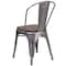 Flash Furniture Lincoln Silver Antique Finish with Clear Coat Metal Stackable Chair with Wood Seat XU-DG-TP001-WD-GG - alternate 8