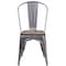 Flash Furniture Lincoln Silver Antique Finish with Clear Coat Metal Stackable Chair with Wood Seat XU-DG-TP001-WD-GG - alternate 7