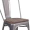 Flash Furniture Lincoln Silver Antique Finish with Clear Coat Metal Stackable Chair with Wood Seat XU-DG-TP001-WD-GG - alternate 6