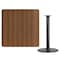 Flash Furniture Square Walnut Table Top, Square w/Round Base, 42", 42" W, 42" L, 43.125" H, Laminate Top, Wood Grain XU-WALTB-4242-TR24B-GG - alternate 3