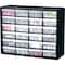 Akro-Mils Drawer Bin Cabinet W/ 24 Drawers, Polystyrene, 20 in W x 15-3/4 in H x 6-1/2 in D, Black/Clear 10124 - alternate 7