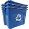 Rubbermaid Commercial 14 gal Rectangular Recycling Bin, Open Top, Satin Black/Satin Black, 1 Openings FG571473BLUE - alternate 6