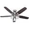 Hunter Decorative Ceiling Fan, 52 in Blade Dia, 5 Blades, 3 Speeds, 120V AC, Brushed Nickel 53237 - alternate 2