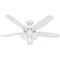 Hunter Decorative Ceiling Fan, 52 in Blade Dia, 5 Blades, 3 Speeds, 120V AC, Snow White 53236 - alternate 2