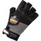Proflex By Ergodyne Half Finger Mechanics Impact Gloves, Genuine Leather Palm, L, Black 901 - alternate 2