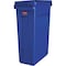 Rubbermaid Commercial Slim Jim 23 gal Rectangular Slim-Profile Plastic Can, Blue, None, Plastic, 11 in 1956185 - alternate 2