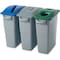 Rubbermaid Commercial Slim Jim(R) 23 gal Bottle and Can Recycling Top, Dome Black, Resin, 2 Openings 11 1/2 in W/Dia FG269288BLUE - alternate 3
