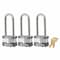 Master Lock Padlocks, Keyed Alike, Long Shackle, Rectangular Steel Body, Steel Shackle, 3/4 in W, 3 PK 1TRILJCOM - alternate 3