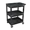Luxor Plastic Utility Tub Cart - Three Shelf-Black - 24" x 18" SEC111-B - alternate 4