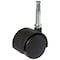 Richelieu Dual-Wheel Furniture Caster, Swivel Without Brake, with Wood Stem, Black F24427 - alternate 1