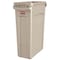 Rubbermaid Commercial Slim Jim 23 gal Rectangular Slim-Profile Plastic Can, Beige, None, Plastic, 11 in FG354060BEIG - alternate 1