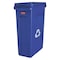 Rubbermaid Commercial Recycling Bin, Rectangular, 23 gal Capacity, 11 in W, 22 in D, Recycle Symbol, Plastic, Blue FG354007BLUE - alternate 1