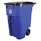 Rubbermaid Commercial 50 gal Rectangular Recycling Bin, Flat Top, Silver Vein/Silver Vein, Plastic, 1 Openings FG9W2773BLUE - alternate 1