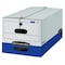 Bankers Box File Box, Corrugated Fiberboard, 12 in W, 24 in D, 10 in H, String & Button Closure, Blue, White 00011 - alternate 1