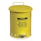 Justrite Oily Waste Can, 14 gal, Yellow, Steel, 20 1/4 in Height, Foot Operated Self-Closing 09501 - alternate 1