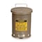 Justrite Oily Waste Can, 6 gal, Gray, Steel, 15 7/8 in Height, Sound Dampening Foot Operated Self-Closing 09104 - alternate 1