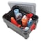 Rubbermaid Attached Lid Tote, 24 gal Volume Cap., 26 in L, 18 1/2 in W, 17 in H, Plastic, Black/Red 1949231 - alternate 3