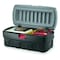 Rubbermaid Attached Lid Tote, 48 gal Volume Cap., 44 1/4 in L, 20 5/8 in W, 17 1/4 in H, Plastic, Black/Red 1949210 - alternate 3