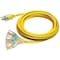 Zoro Select SJTW Extension Cord, 14 AWG, Outdoor, 14/3, 3 Outlets, 5-15R, Yellow, PVC, 5-15P, 25 ft 20FR82ID - alternate 1
