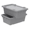 Akro-Mils Cross Stack Storage Container W/ Lid, 9.4 gal, 25 in L x 16 in W x 8-1/2 in H, Gray, Polyethylene 34305GREY - alternate 2