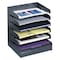 Safco Desk Tray, Black, Steel, 12 in W, 9 1/2 in L, 13 1/4 in H, 6 Number of Compartments 3128BL - alternate 1