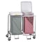 R&B Wire Products Double "Easy Access" Hamper with Foot Pedal, Two White Bags 674W - alternate 2