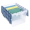 Akro-Mils Attached Lid Tote, Plastic, 15" W, 21-1/2" D, Clear/Blue 66486FILEB - alternate 3