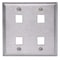 Hubbell Premise Wiring Plate, 4 Ports, Gray, Wall SSF204 - alternate 1
