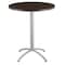 Iceberg CafeWorks Cafe/Breakroom Table, Walnut Top, Silver Frame, 36 in Dia x 42 in H 65664 - alternate 1