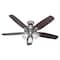Hunter Decorative Ceiling Fan, 52 in Blade Dia, 5 Blades, 3 Speeds, 120V AC, Brushed Nickel 53237 - alternate 1